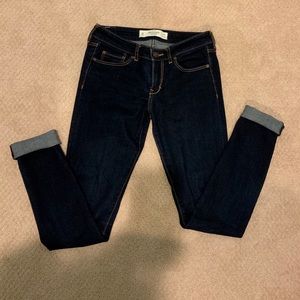 Mid rise super skinny dark wash jeans
